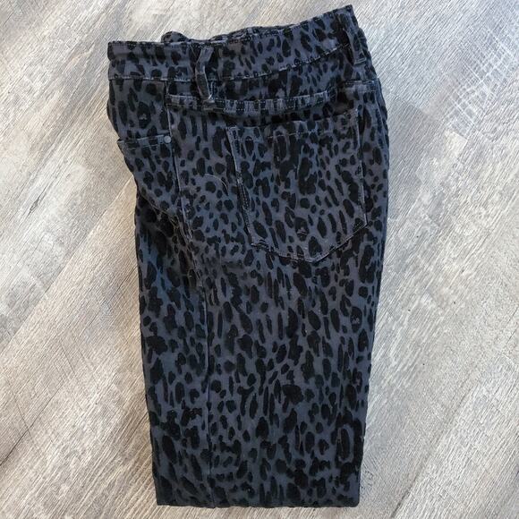 Rachel Roy Black velvet Leopard print pants Sz. 8 - Picture 2 of 4